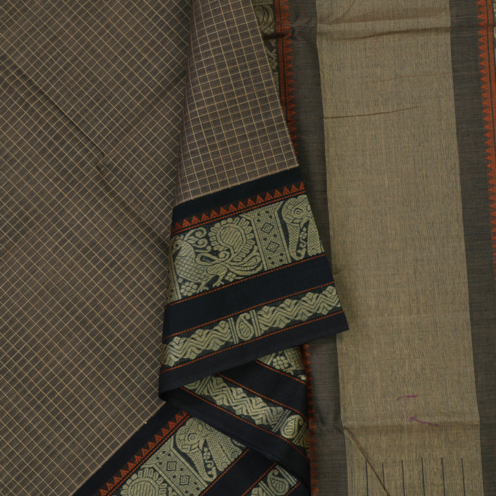 Hayagrivas Elephant Grey Handloom Cotton Saree KBE2145A8-2