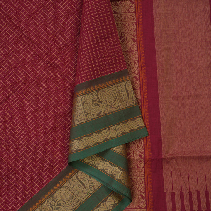 Hayagrivas Maroon Handloom Cotton Saree KBE2145A8-4