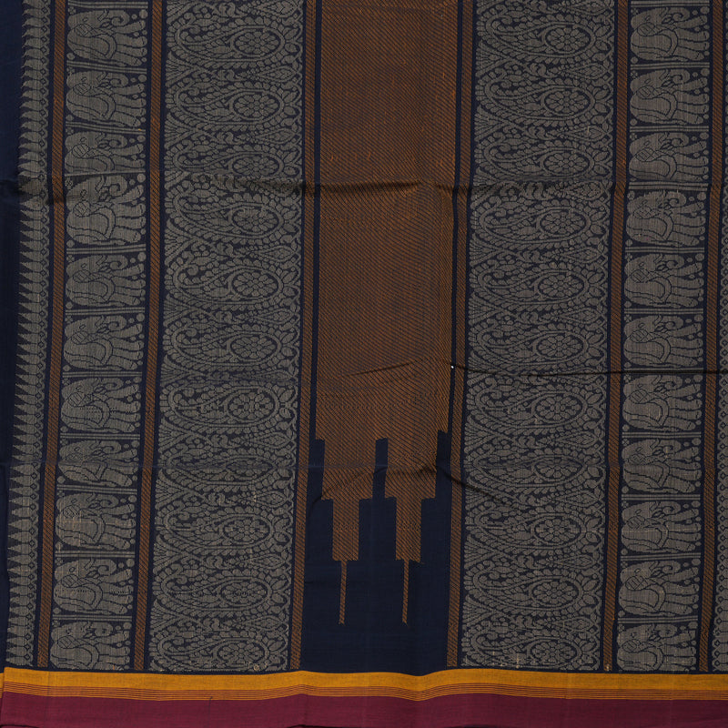 Hayagrivas Navy Blue Handloom Cotton Saree KBE2145A9-3
