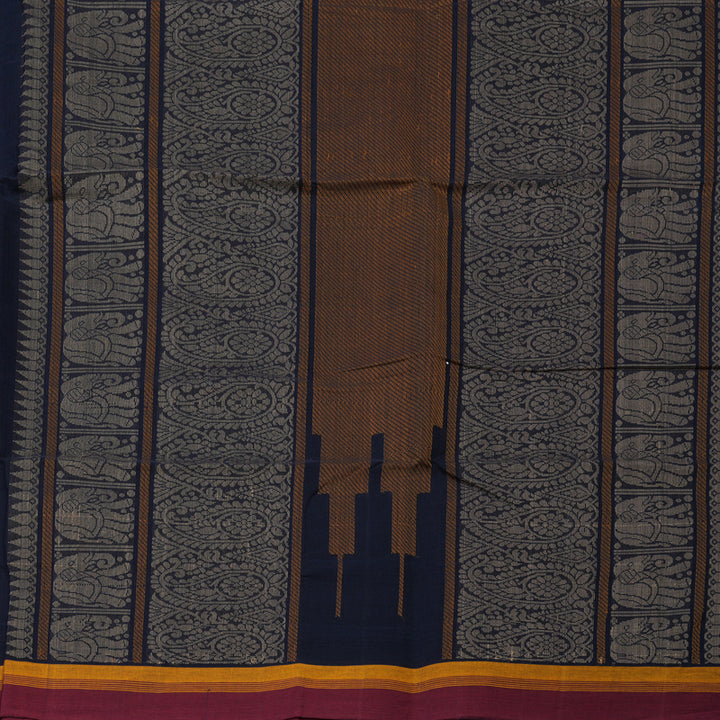 Hayagrivas Navy Blue Handloom Cotton Saree KBE2145A9-3