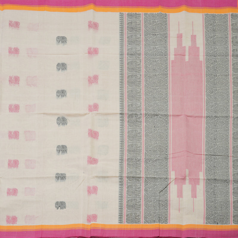 Hayagrivas Beige Handloom Cotton Saree KBE2145A9-4