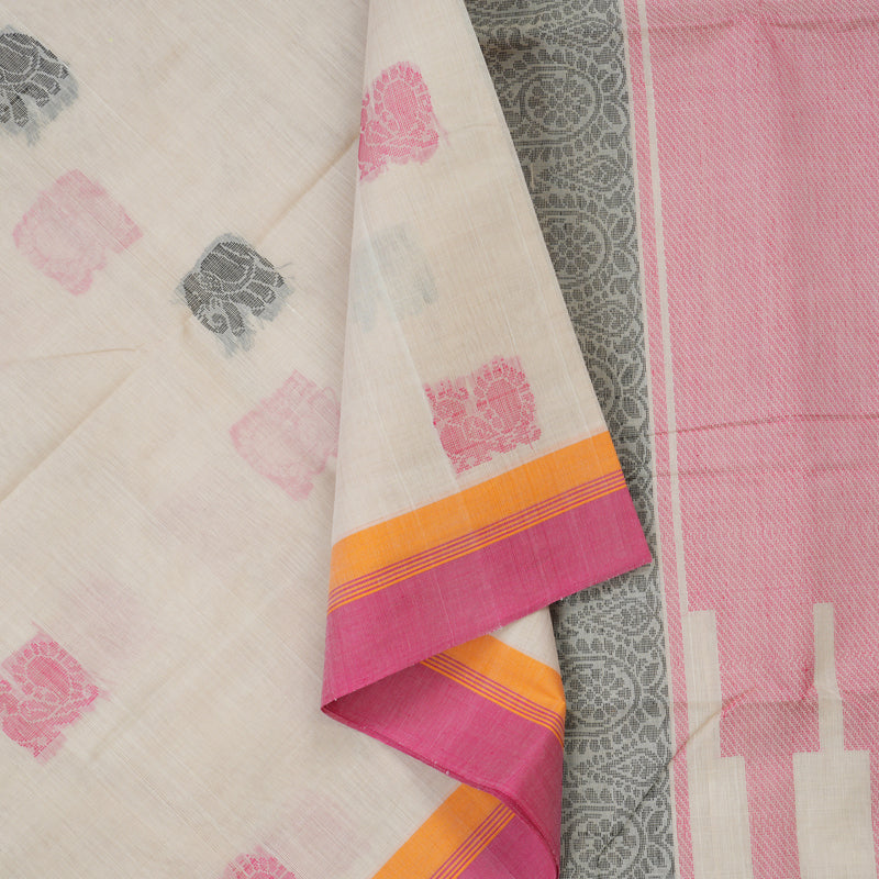 Hayagrivas Beige Handloom Cotton Saree KBE2145A9-4