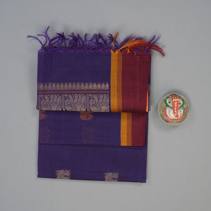 Hayagrivas Purple Handloom Cotton Saree KBE2145A9-6