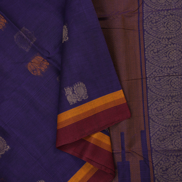 Hayagrivas Purple Handloom Cotton Saree KBE2145A9-6