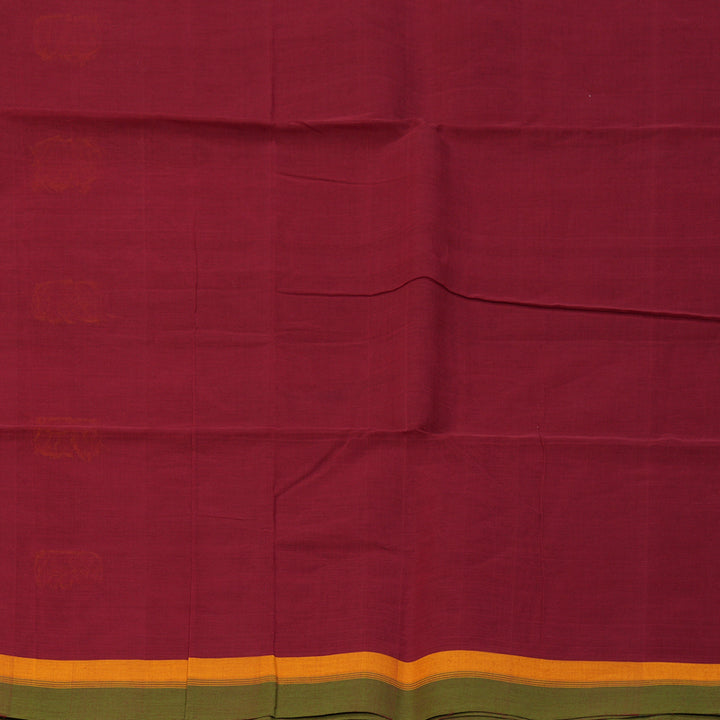 Hayagrivas Deep Red Handloom Cotton Saree KBE2145A9-7