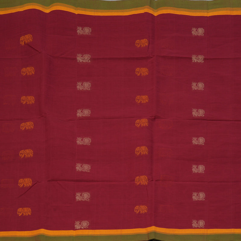 Hayagrivas Deep Red Handloom Cotton Saree KBE2145A9-7