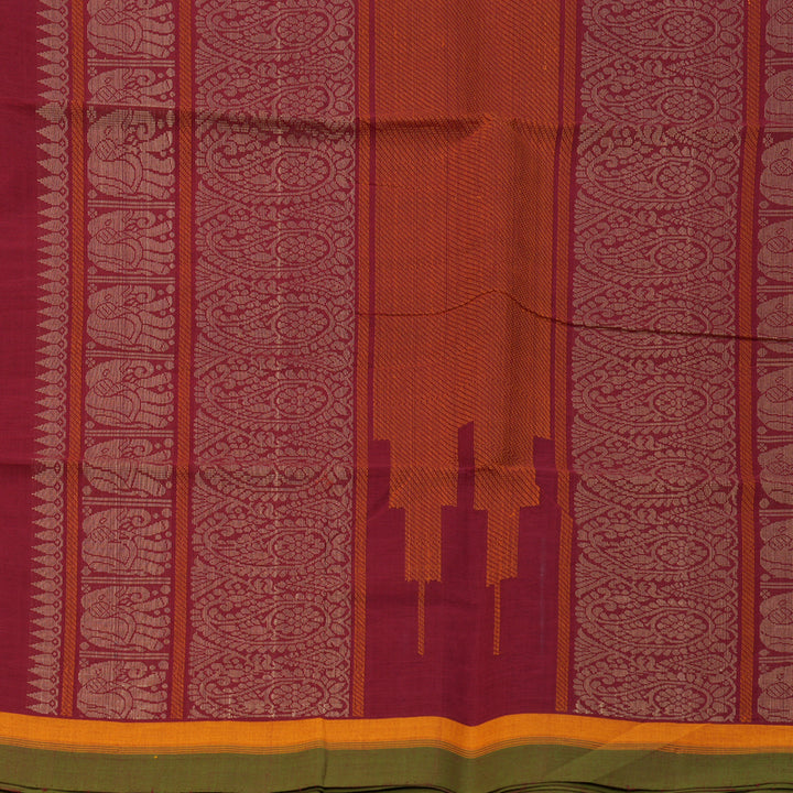 Hayagrivas Deep Red Handloom Cotton Saree KBE2145A9-7