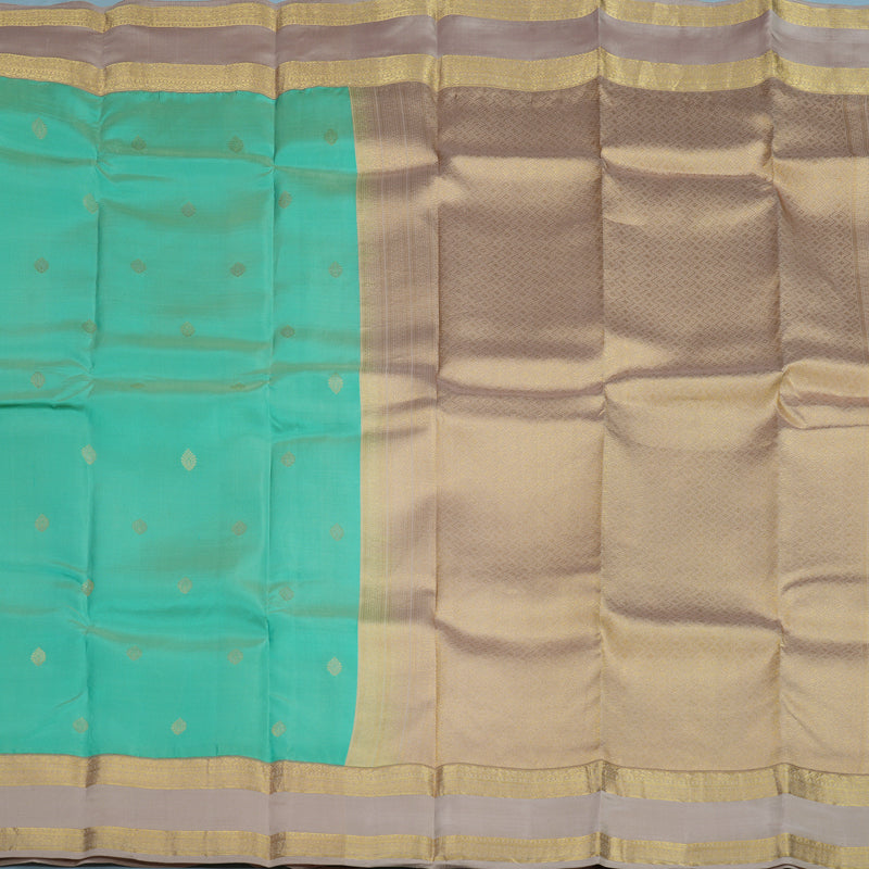 Hayagrivas Handloom Sea Green Kanjivaram Silk Saree with Lilac Border KBE2146A16-1
