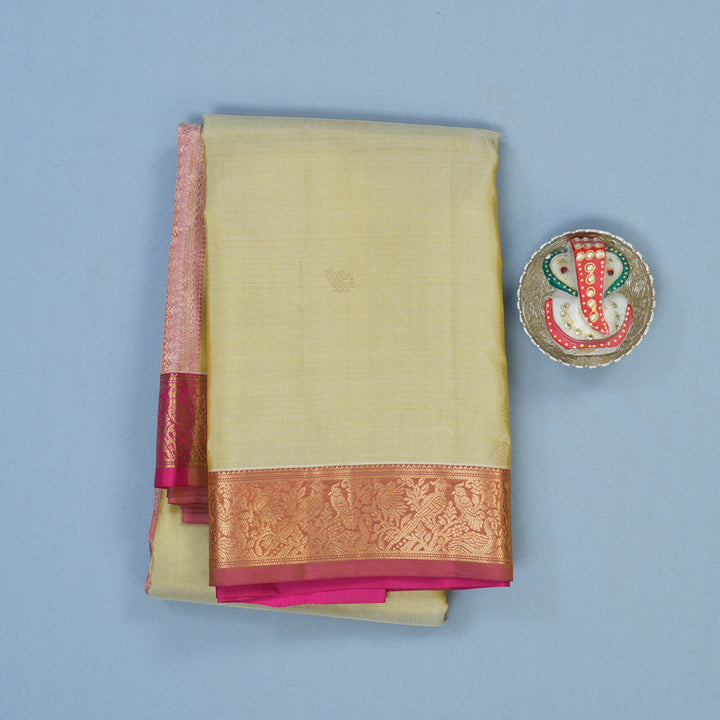 Hayagrivas Handloom Sandal Kanjivaram Silk Saree with Pink Border KBE2146A4-1