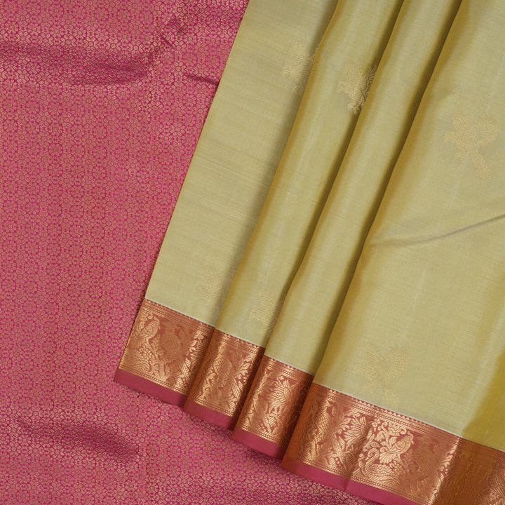 Hayagrivas Handloom Sandal Kanjivaram Silk Saree with Pink Border KBE2146A4-1
