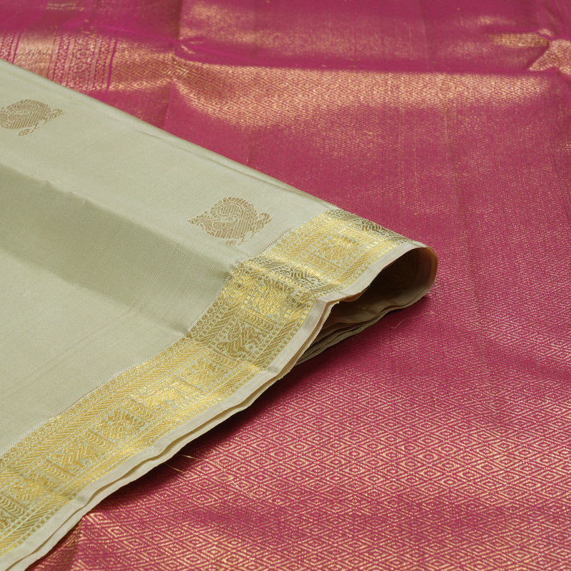 Hayagrivas Handloom Light Elaichi Green Kanjivaram Silk Saree KBE2147A1-2