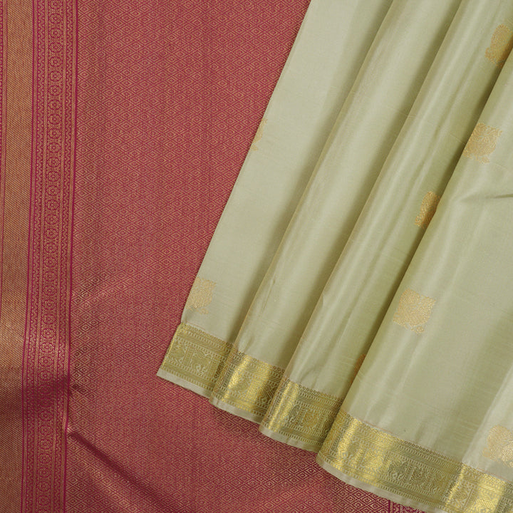 Hayagrivas Handloom Light Elaichi Green Kanjivaram Silk Saree KBE2147A1-2