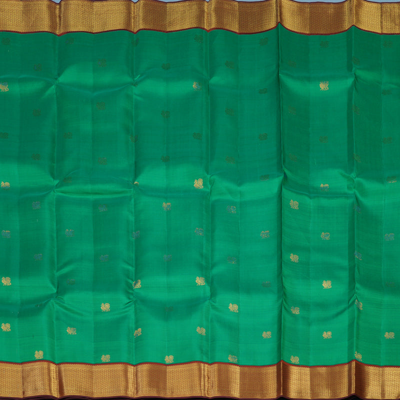 Hayagrivas Handloom Light Green Kanjivaram Silk Saree with Rust Orange Border KBE2147A15-2