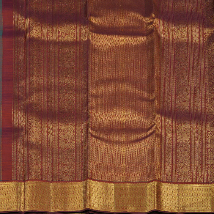 Hayagrivas Handloom Light Green Kanjivaram Silk Saree with Rust Orange Border KBE2147A15-2