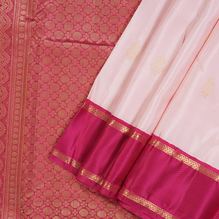 Hayagrivas Handloom Baby Pink Kanjivaram Silk Saree with Pink Border KBE2147A6-2