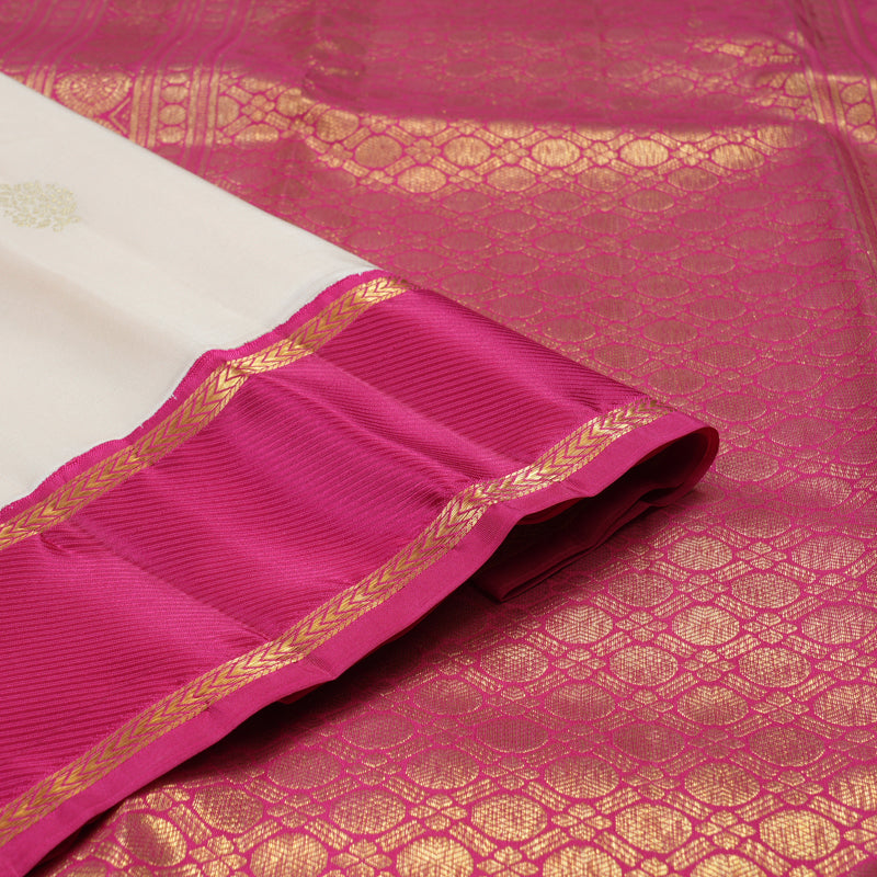 Hayagrivas Handloom Cream Kanjivaram Silk Saree with Pink Border KBE2147A6-3