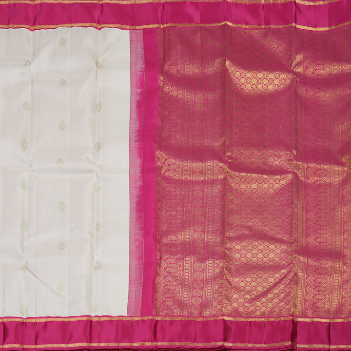 Hayagrivas Handloom Cream Kanjivaram Silk Saree with Pink Border KBE2147A6-3