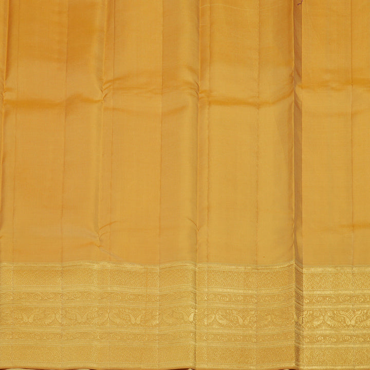 Hayagrivas Handloom Half-White Kanjivaram Silk Saree with Gold Border KBE2147A8-3