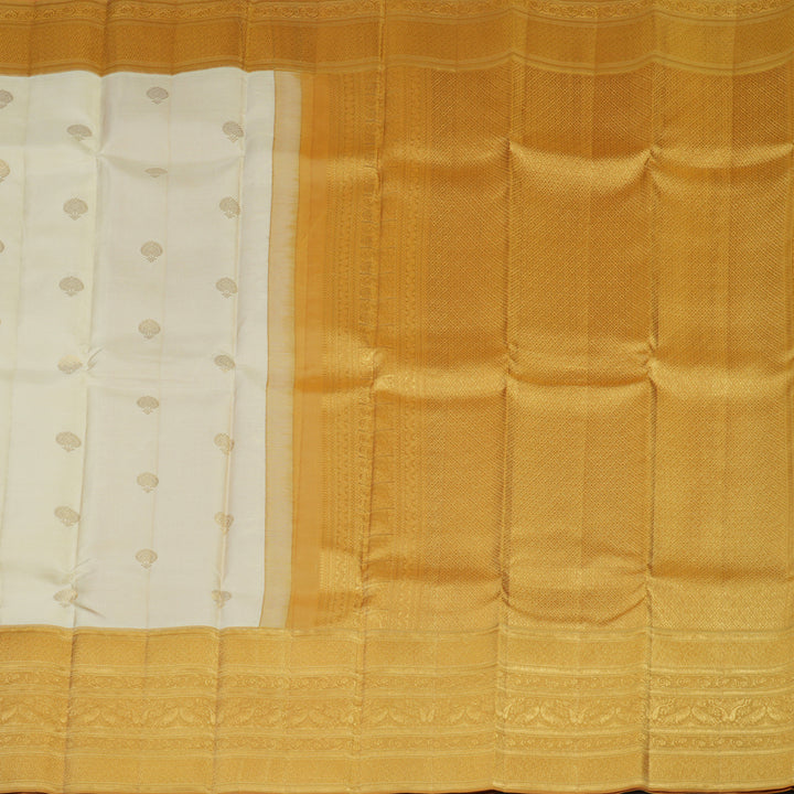 Hayagrivas Handloom Half-White Kanjivaram Silk Saree with Gold Border KBE2147A8-3