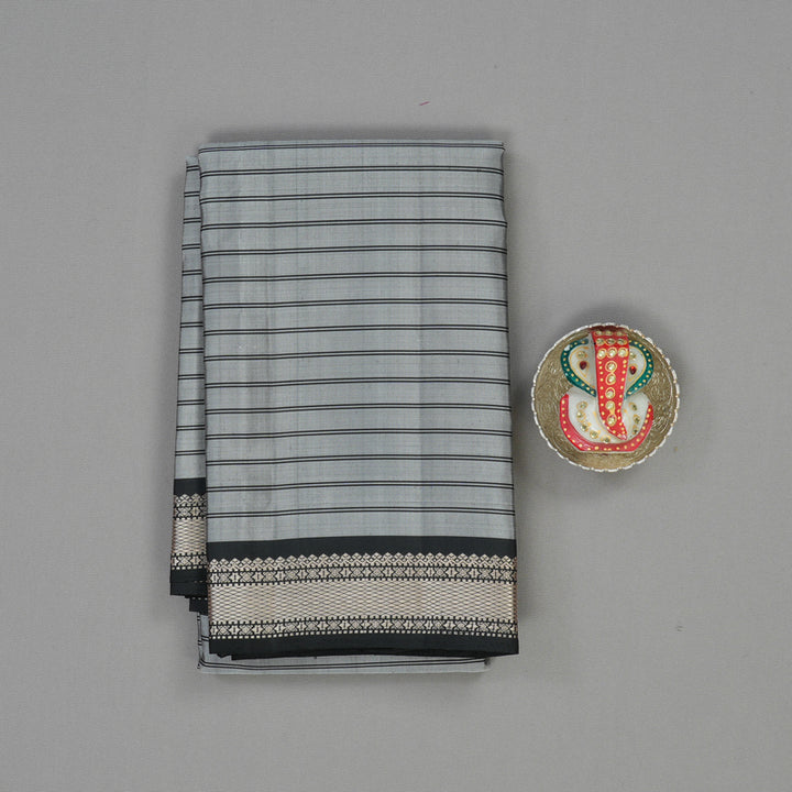 Hayagrivas Handloom Silver Grey Kanjivaram Silk Saree KBE2148A1-1