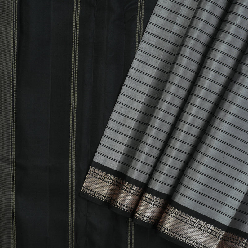 Hayagrivas Handloom Silver Grey Kanjivaram Silk Saree KBE2148A1-1