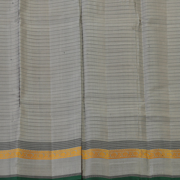 Hayagrivas Handloom Burnt Orange Kanjivaram Silk Saree with Silver Grey Border KBE2148A12-1