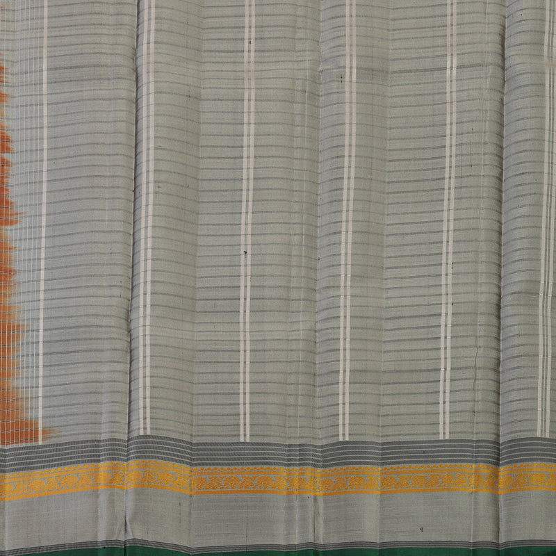 Hayagrivas Handloom Burnt Orange Kanjivaram Silk Saree with Silver Grey Border KBE2148A12-1