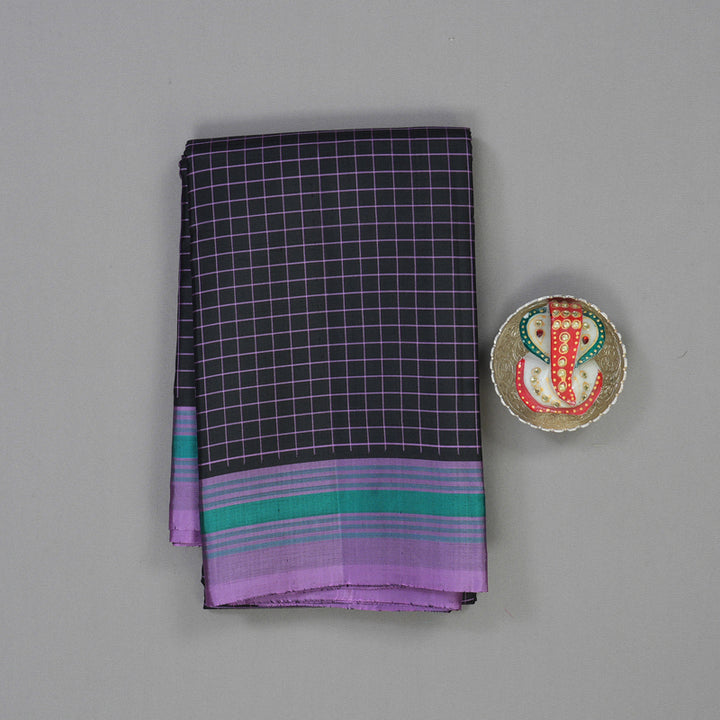 Hayagrivas Handloom Black Kanjivaram Silk Saree with Lavendar Border KBE2148A4-3