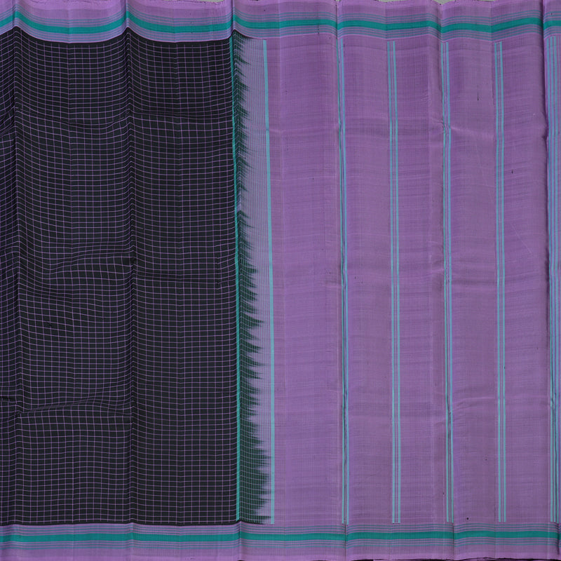 Hayagrivas Handloom Black Kanjivaram Silk Saree with Lavendar Border KBE2148A4-3