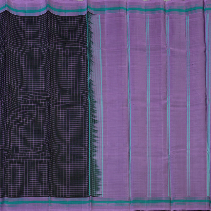 Hayagrivas Handloom Black Kanjivaram Silk Saree with Lavendar Border KBE2148A4-3