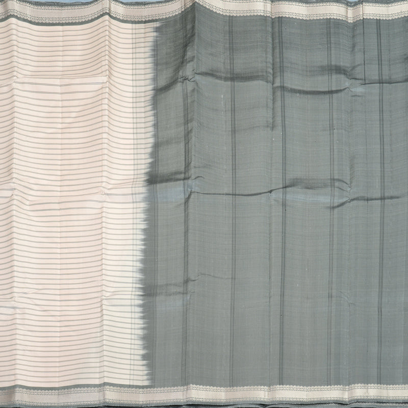 Hayagrivas Handloom Cream Kanjivaram Silk Saree with Grey Border KBE2148A5-2