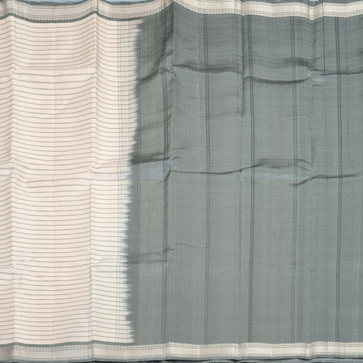 Hayagrivas Handloom Cream Kanjivaram Silk Saree with Grey Border KBE2148A5-2
