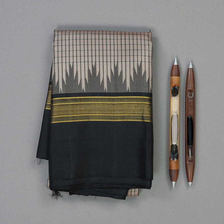 Hayagrivas Handloom Cream Kanjivaram Silk Saree with Black Border KBE2148A8-4