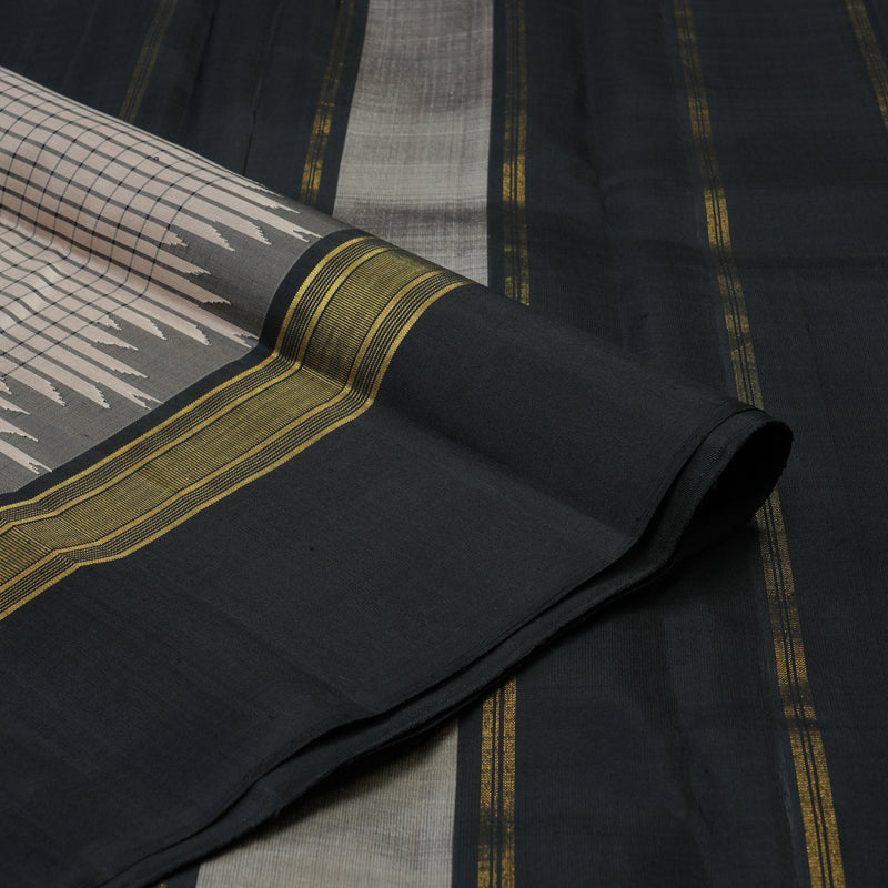 Hayagrivas Handloom Cream Kanjivaram Silk Saree with Black Border KBE2148A8-4