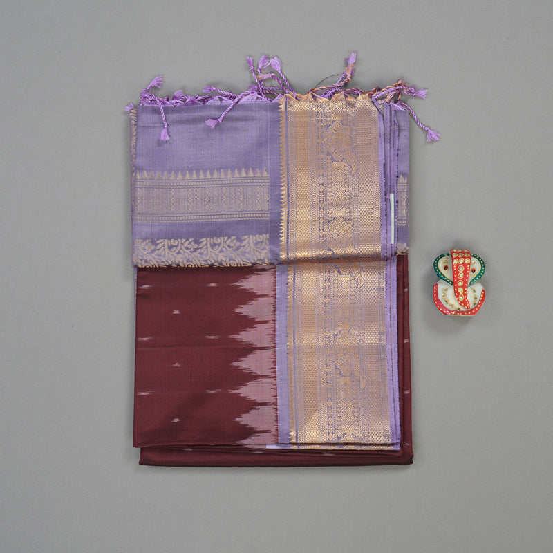 Hayagrivas Handloom Soft Silk Saree in Deep Wine Maroon KBE214D1-4