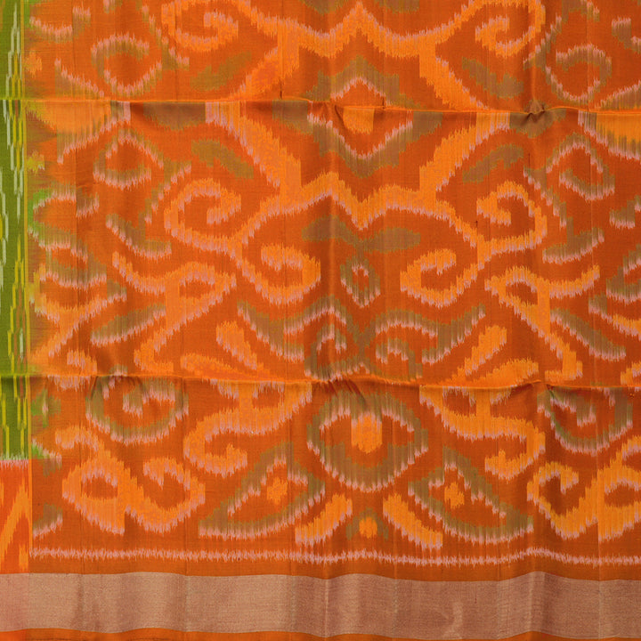 Hayagrivas Olive Green Handloom Ikkat Soft Silk Saree KBE2150A1-16