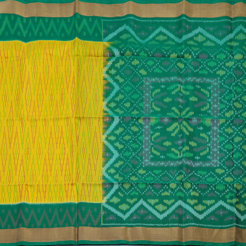 Hayagrivas Yellow Handloom Ikkat Soft Silk Saree KBE2150A1-35