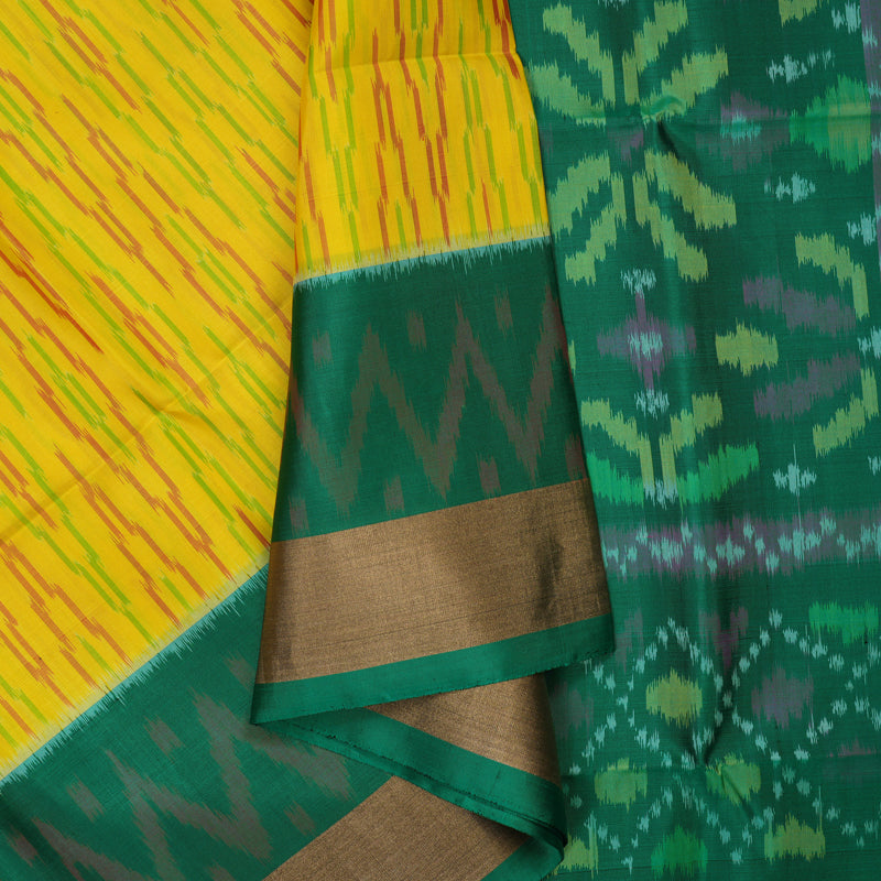 Hayagrivas Yellow Handloom Ikkat Soft Silk Saree KBE2150A1-35