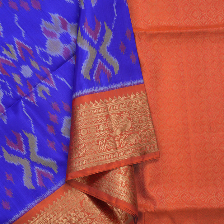 Hayagrivas Purplish-Blue Handloom Soft Silk Saree KBE2150A2-13