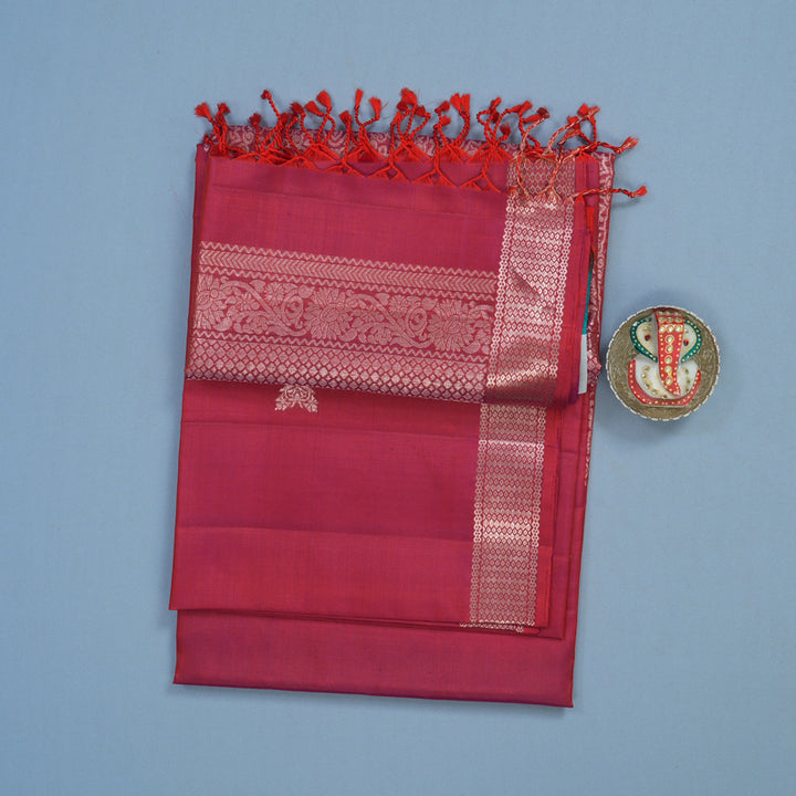 Hayagrivas Reddish-Pink Handloom Soft Silk Saree KBE2151A4-1