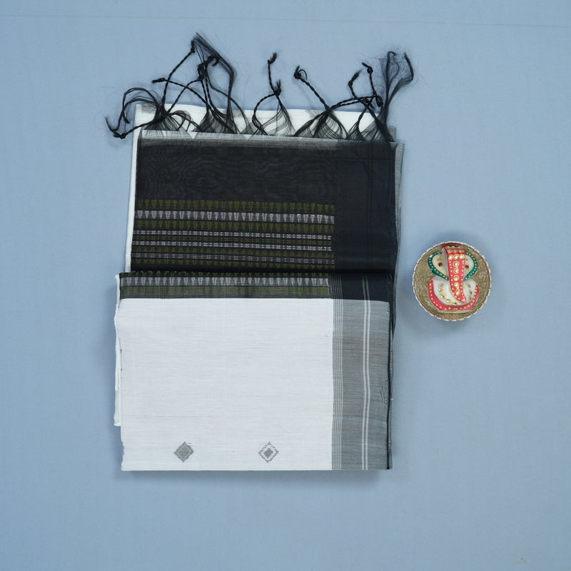Hayagrivas White Kora Silk Cotton Saree KBE2153A3-35