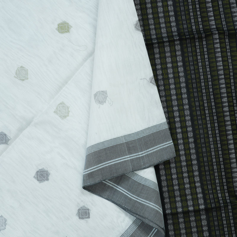 Hayagrivas White Kora Silk Cotton Saree KBE2153A3-35