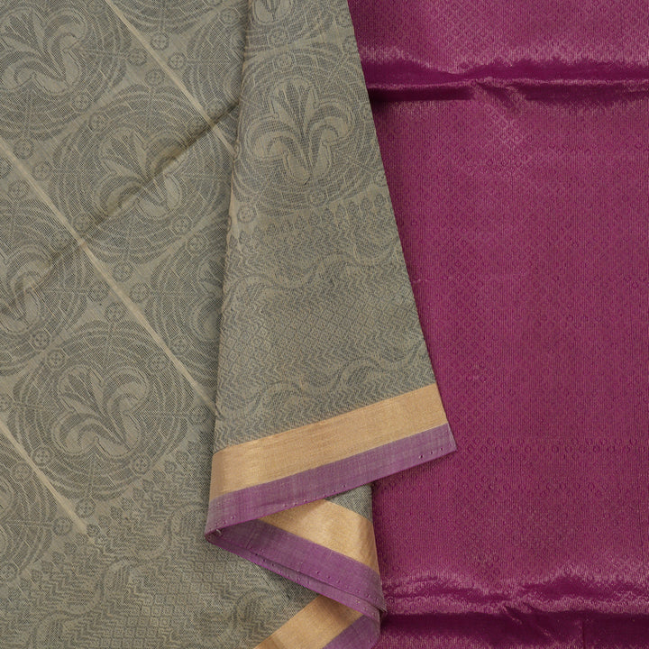 Hayagrivas Beige Kora Silk Cotton Saree KBE2153A8-3