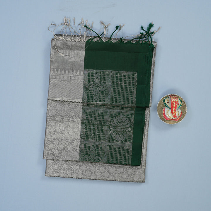 Hayagrivas Silver Grey Handloom Tissue Soft Silk Saree KBE2154A1-11