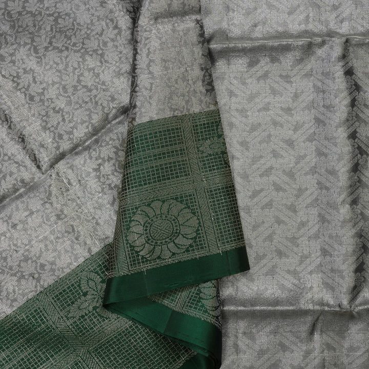 Hayagrivas Silver Grey Handloom Tissue Soft Silk Saree KBE2154A1-11