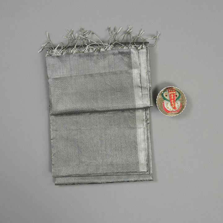Hayagrivas Metallic Grey Pure Soft Silk Saree KBE2154A1-18