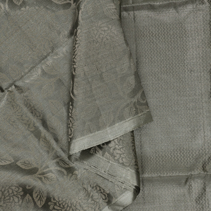 Hayagrivas Metallic Grey Pure Soft Silk Saree KBE2154A1-18