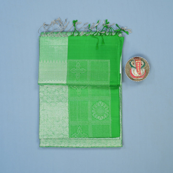 Hayagrivas Parrot Green Handloom Tissue Soft Silk Saree KBE2154A1-8