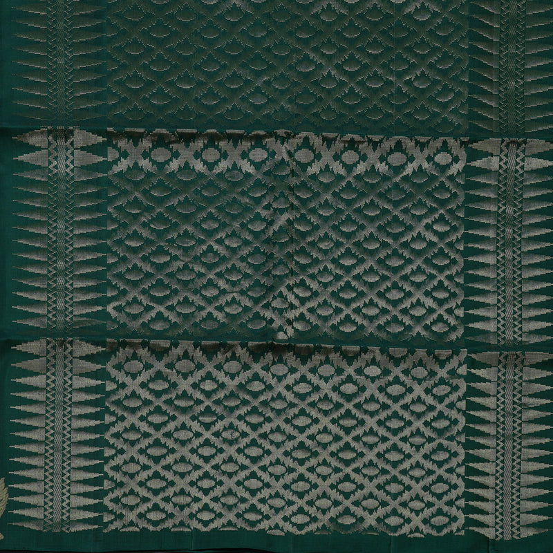 Hayagrivas Dark Green Handloom Soft Silk Saree KBE2154A2-7