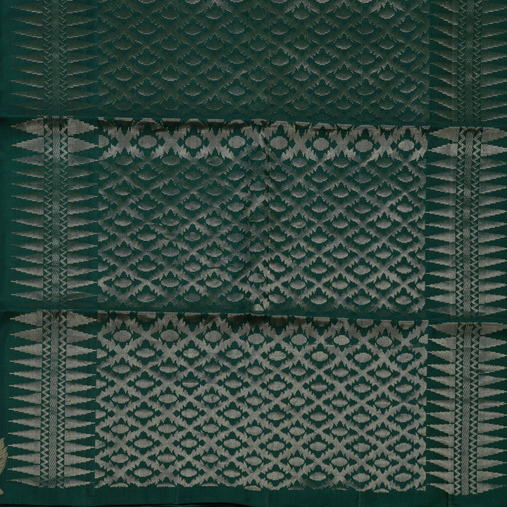 Hayagrivas Dark Green Handloom Soft Silk Saree KBE2154A2-7